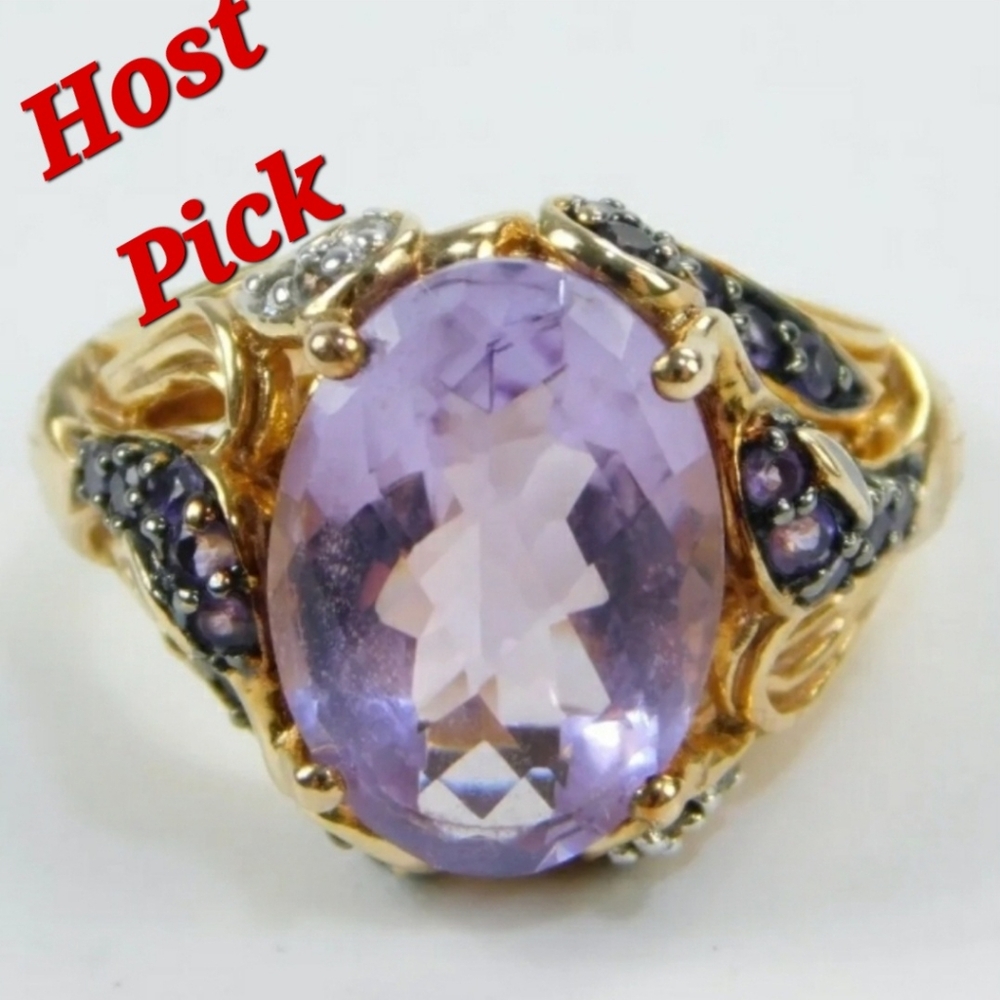 Host Pick Amazing Victoria Wieck Rose De France Amethyst swan Ring Rare - Picture 4 of 11